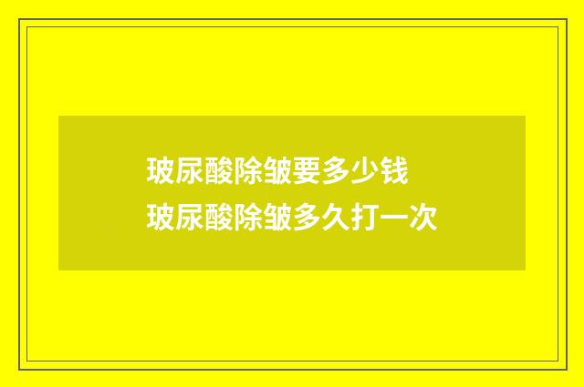 玻尿酸除皱要多少钱 玻尿酸除皱多久打一次