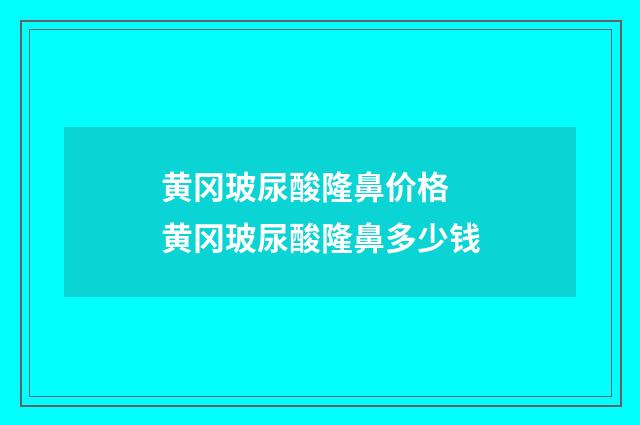 黄冈玻尿酸隆鼻价格 黄冈玻尿酸隆鼻多少钱