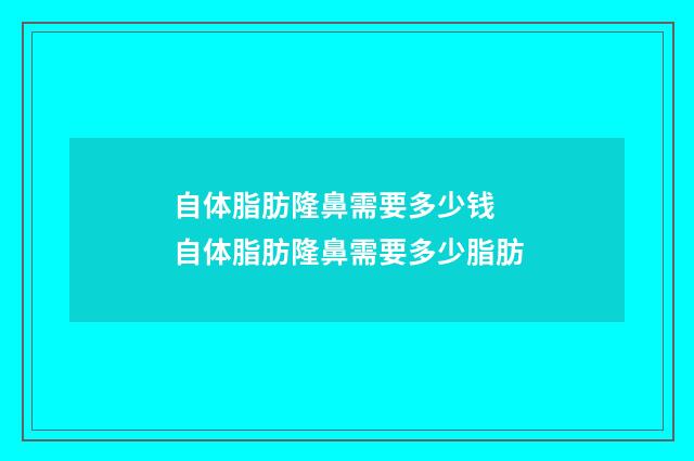 自体脂肪隆鼻需要多少钱 自体脂肪隆鼻需要多少脂肪