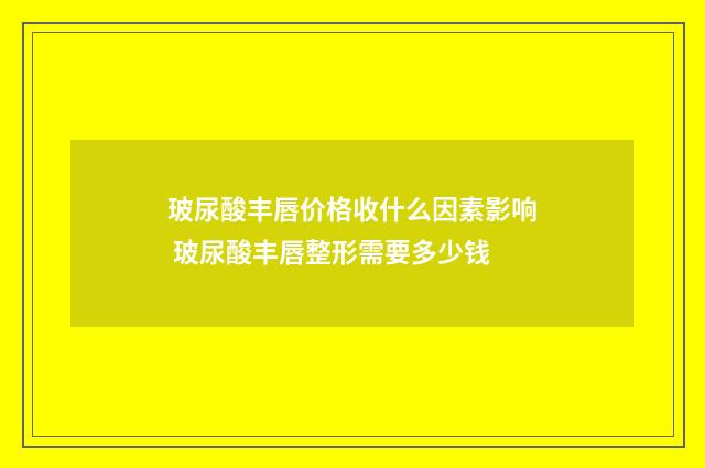 玻尿酸丰唇价格收什么因素影响 玻尿酸丰唇整形需要多少钱