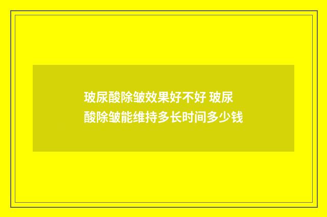玻尿酸除皱效果好不好 玻尿酸除皱能维持多长时间多少钱