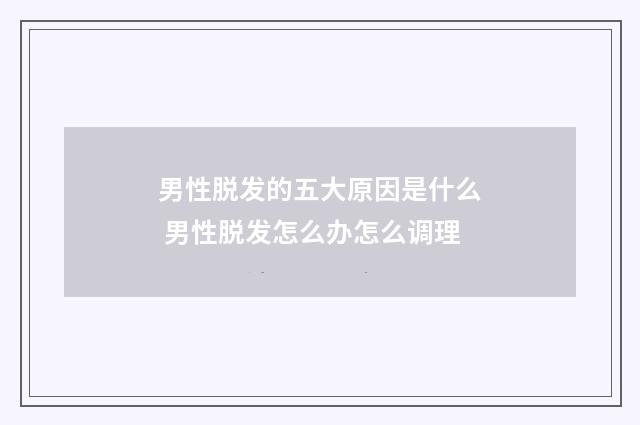 男性脱发的五大原因是什么 男性脱发怎么办怎么调理