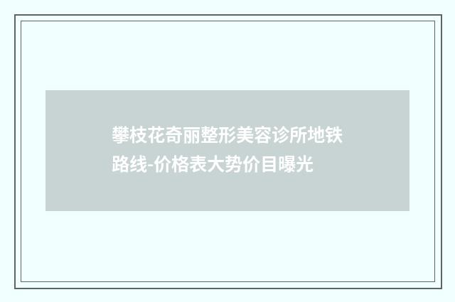 攀枝花奇丽整形美容诊所地铁路线-价格表大势价目曝光