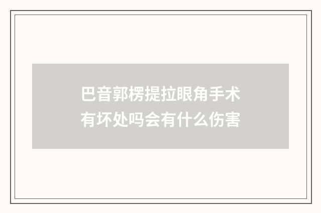 巴音郭楞提拉眼角手术有坏处吗会有什么伤害