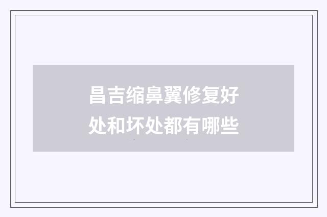 昌吉缩鼻翼修复好处和坏处都有哪些