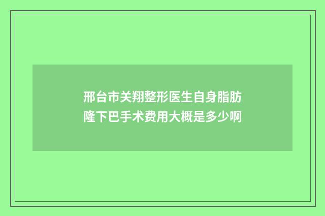 邢台市关翔整形医生自身脂肪隆下巴手术费用大概是多少啊