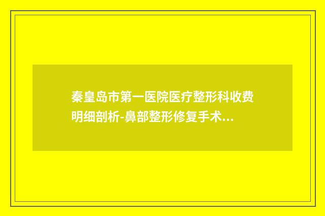 秦皇岛市第一医院医疗整形科收费明细剖析-鼻部整形修复手术案例