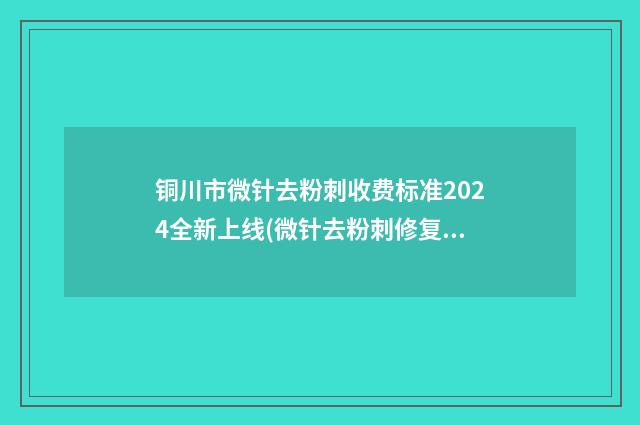 铜川市微针去粉刺收费标准2024全新上线(微针去粉刺修复手术费用大致是多少)