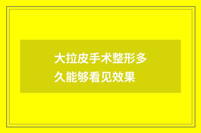 大拉皮手术整形多久能够看见效果