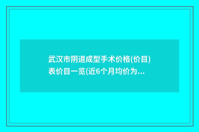 武汉市阴道成型手术价格(价目)表价目一览(近6个月均价为:18844元)