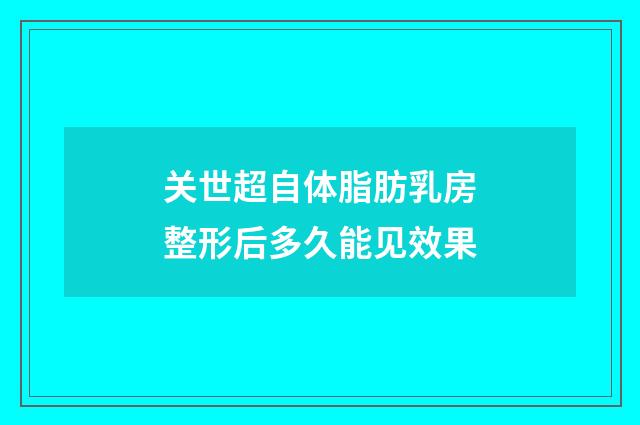 关世超自体脂肪乳房整形后多久能见效果