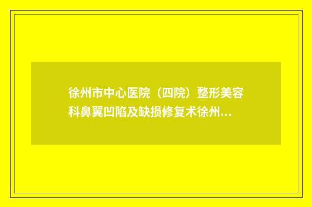 徐州市中心医院（四院）整形美容科鼻翼凹陷及缺损修复术徐州市中心医院（四院）整形美容科等医生技术点评-附整形价格价位表