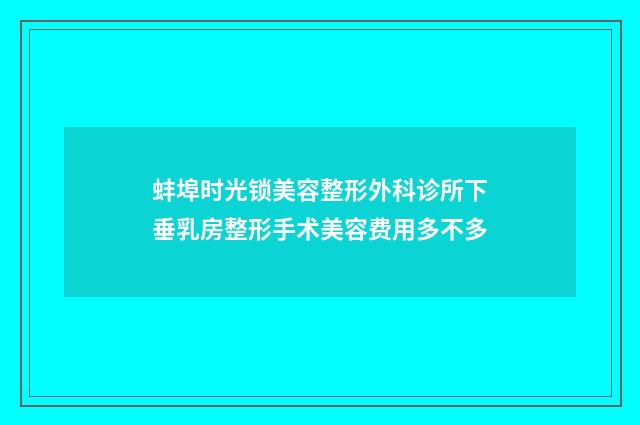 蚌埠时光锁美容整形外科诊所下垂乳房整形手术美容费用多不多