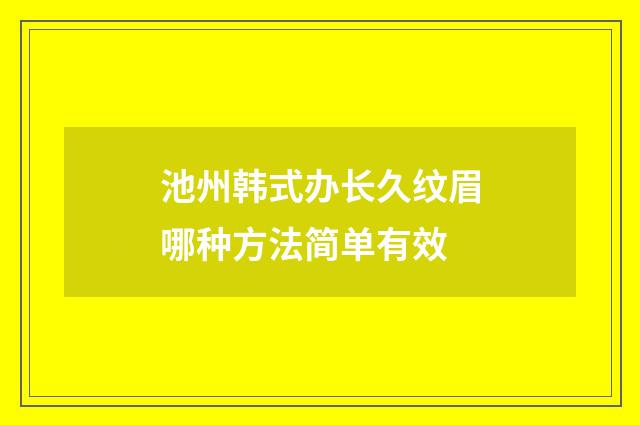 池州韩式办长久纹眉哪种方法简单有效