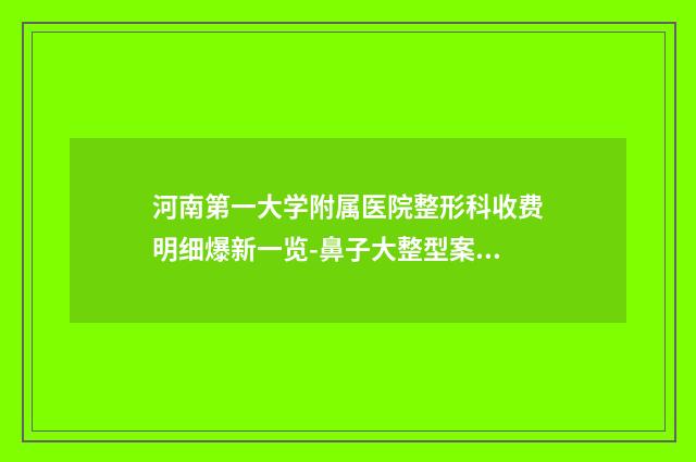 河南第一大学附属医院整形科收费明细爆新一览-鼻子大整型案例
