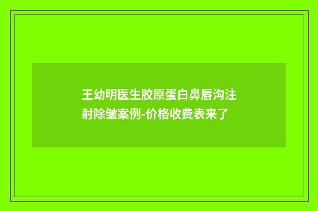 王幼明医生胶原蛋白鼻唇沟注射除皱案例-价格收费表来了