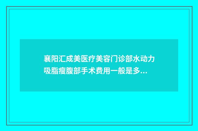 襄阳汇成美医疗美容门诊部水动力吸脂瘦腹部手术费用一般是多少呢