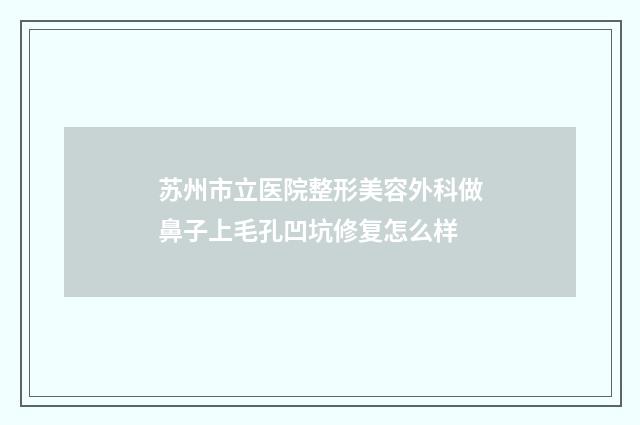 苏州市立医院整形美容外科做鼻子上毛孔凹坑修复怎么样