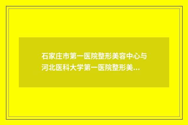 石家庄市第一医院整形美容中心与河北医科大学第一医院整形美容科哪家更厉害