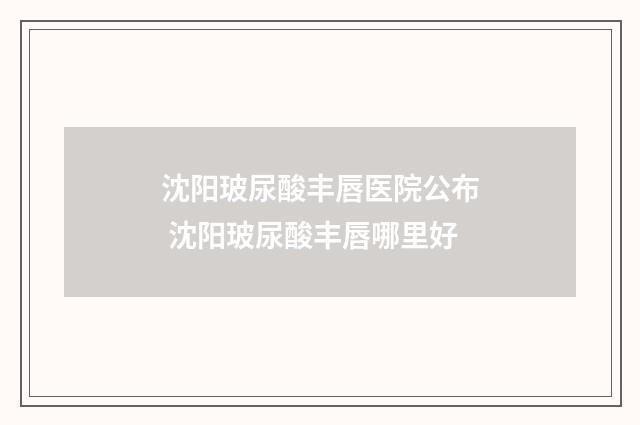 沈阳玻尿酸丰唇医院公布 沈阳玻尿酸丰唇哪里好