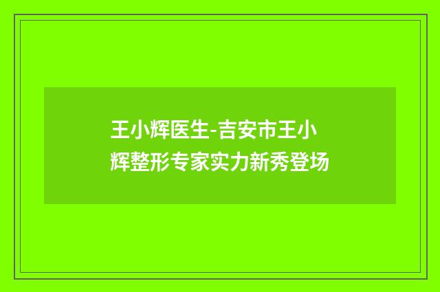 王小辉医生-吉安市王小辉整形专家实力新秀登场