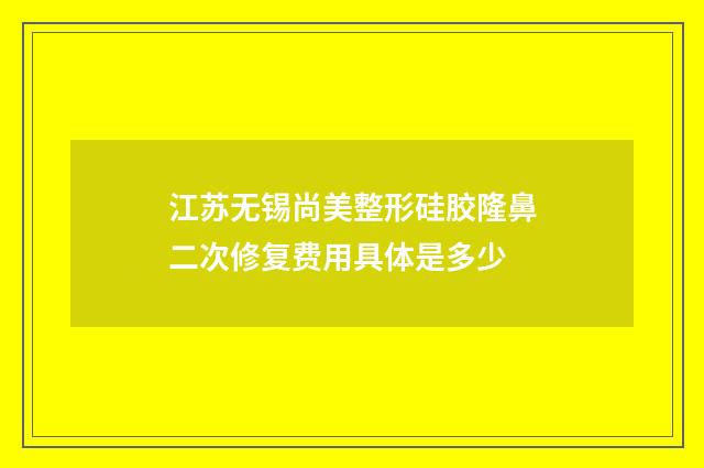江苏无锡尚美整形硅胶隆鼻二次修复费用具体是多少