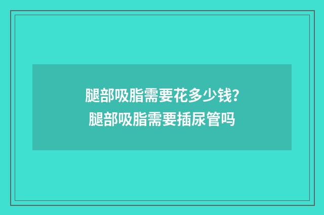 腿部吸脂需要花多少钱？ 腿部吸脂需要插尿管吗
