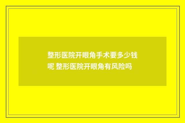 整形医院开眼角手术要多少钱呢 整形医院开眼角有风险吗