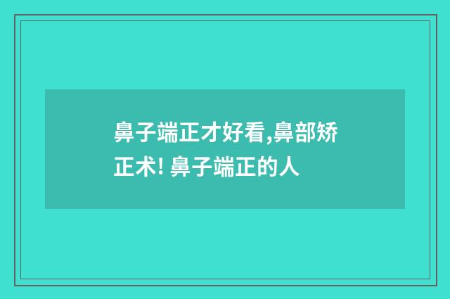 鼻子端正才好看,鼻部矫正术! 鼻子端正的人