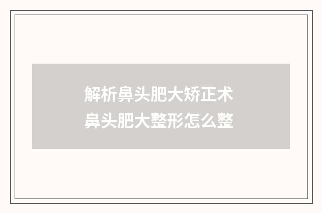 解析鼻头肥大矫正术 鼻头肥大整形怎么整