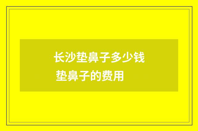 长沙垫鼻子多少钱 垫鼻子的费用