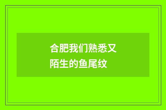 合肥我们熟悉又陌生的鱼尾纹