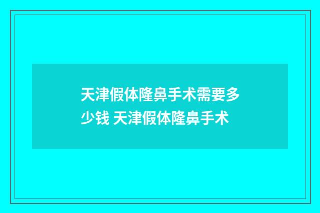 天津假体隆鼻手术需要多少钱 天津假体隆鼻手术