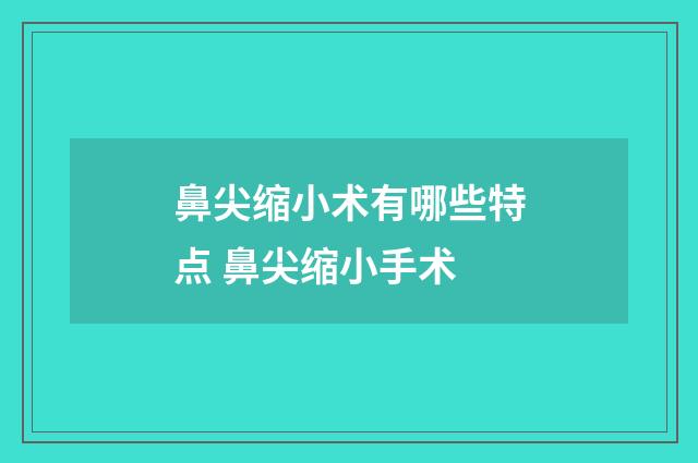 鼻尖缩小术有哪些特点 鼻尖缩小手术