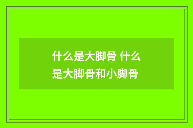 什么是大脚骨 什么是大脚骨和小脚骨