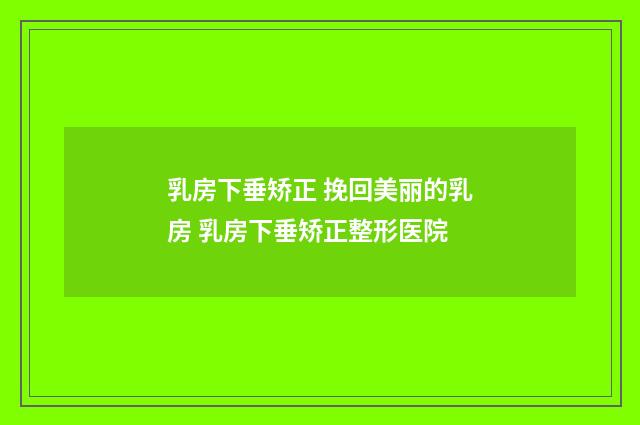 乳房下垂矫正 挽回美丽的乳房 乳房下垂矫正整形医院
