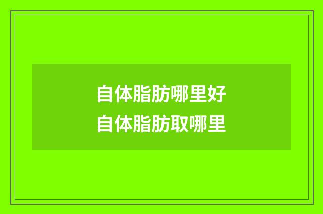 自体脂肪哪里好 自体脂肪取哪里