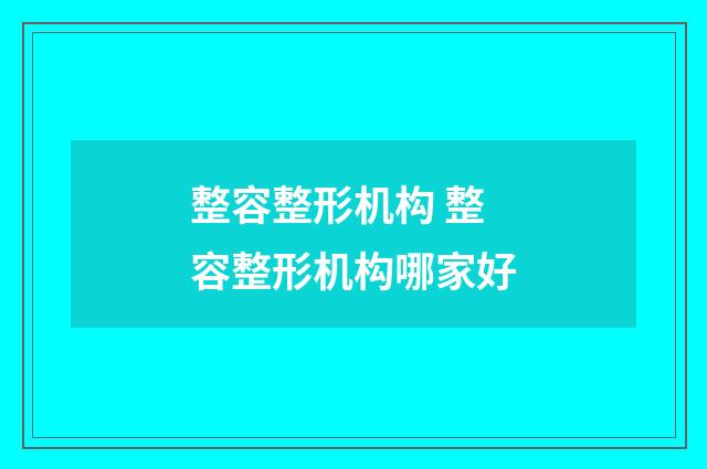 整容整形机构 整容整形机构哪家好