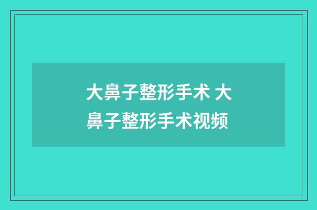 大鼻子整形手术 大鼻子整形手术视频