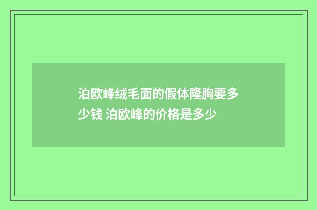 泊欧峰绒毛面的假体隆胸要多少钱 泊欧峰的价格是多少