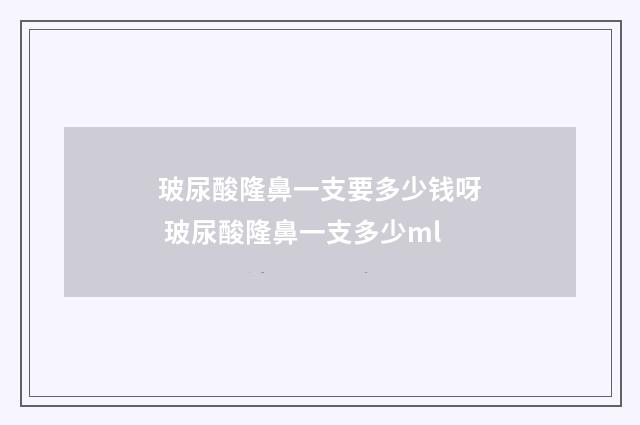 玻尿酸隆鼻一支要多少钱呀 玻尿酸隆鼻一支多少ml