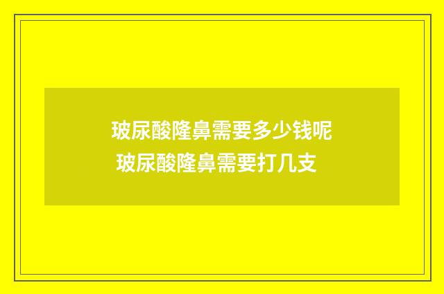 玻尿酸隆鼻需要多少钱呢 玻尿酸隆鼻需要打几支