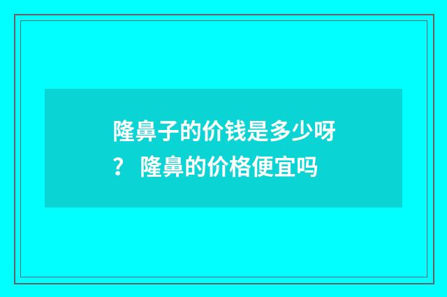隆鼻子的价钱是多少呀？ 隆鼻的价格便宜吗