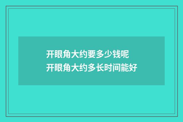 开眼角大约要多少钱呢 开眼角大约多长时间能好