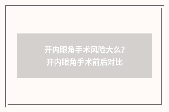开内眼角手术风险大么？ 开内眼角手术前后对比