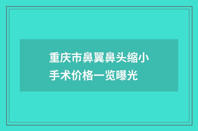 重庆市鼻翼鼻头缩小手术价格一览曝光