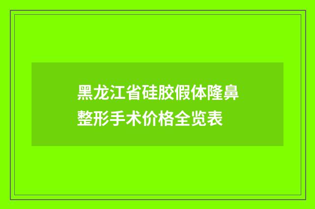 黑龙江省硅胶假体隆鼻整形手术价格全览表