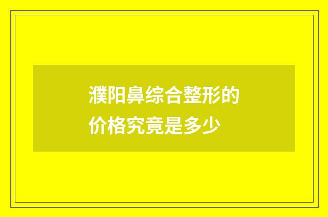 濮阳鼻综合整形的价格究竟是多少